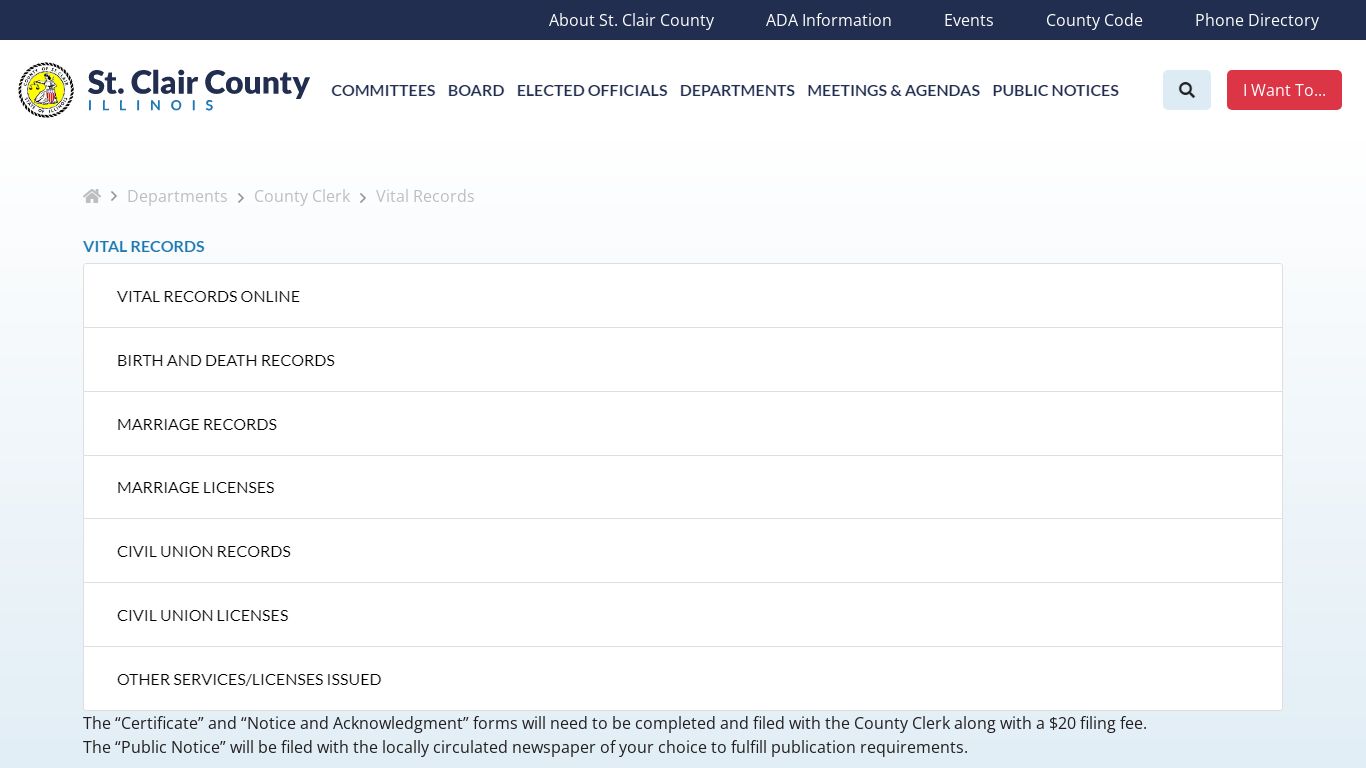 Vital Records | County Clerk | Departments | St. Clair County Illinois